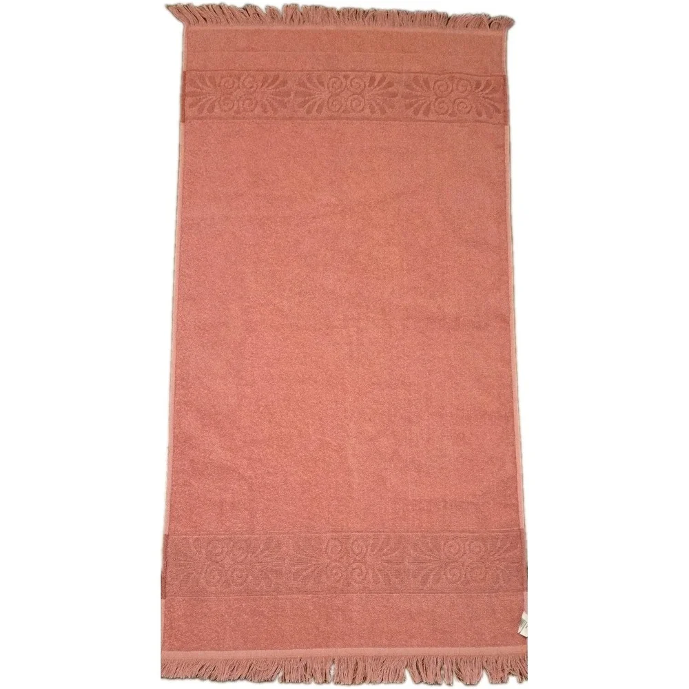 Vtg Retro Cannon Monticello Bath Towel Washcloths Pink MCM Fringe Retro 1970s